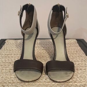 Tory Burch Brown and Cream Heels